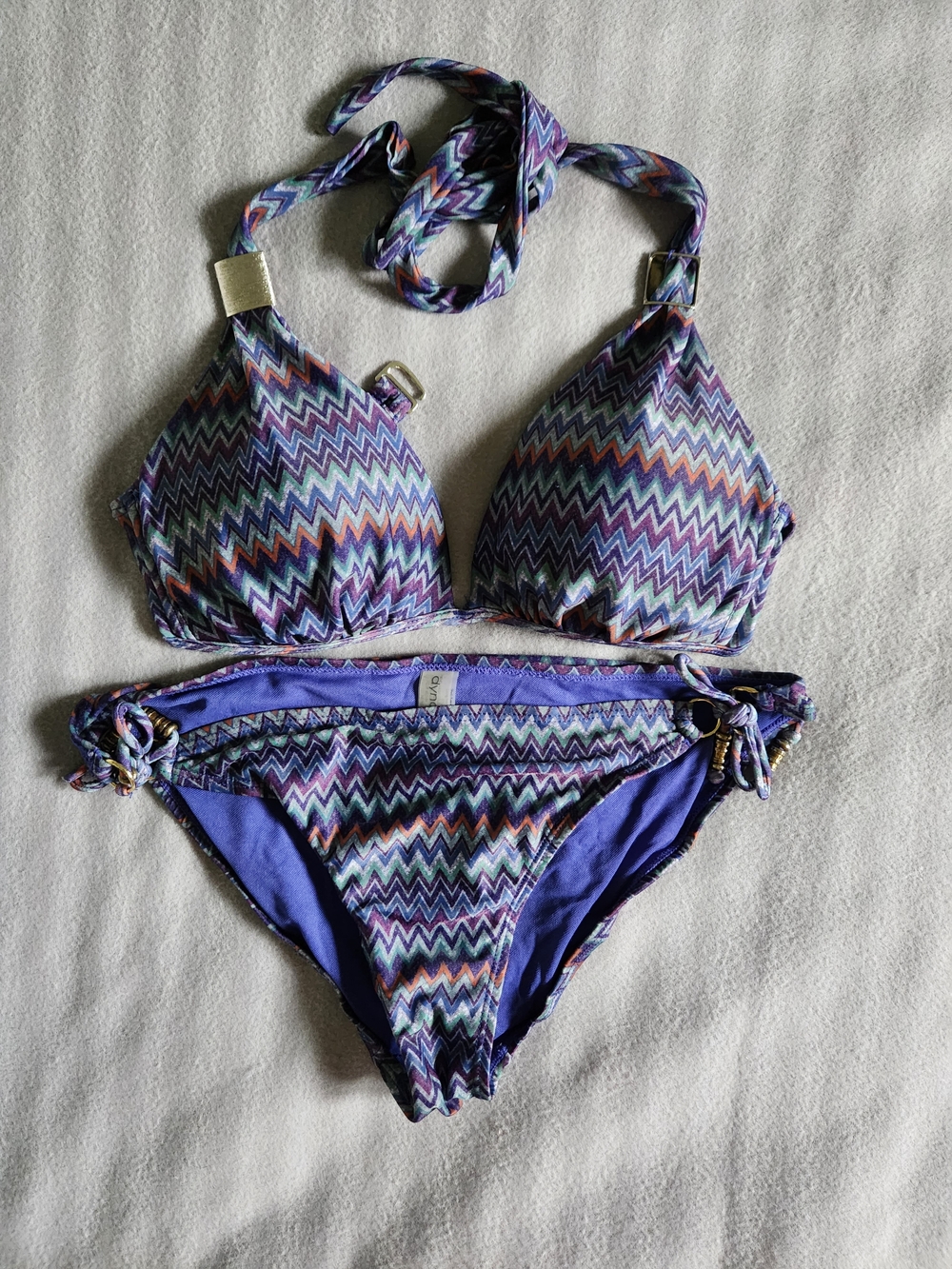 Dynamite Purple Chevron Print Bikini Set
